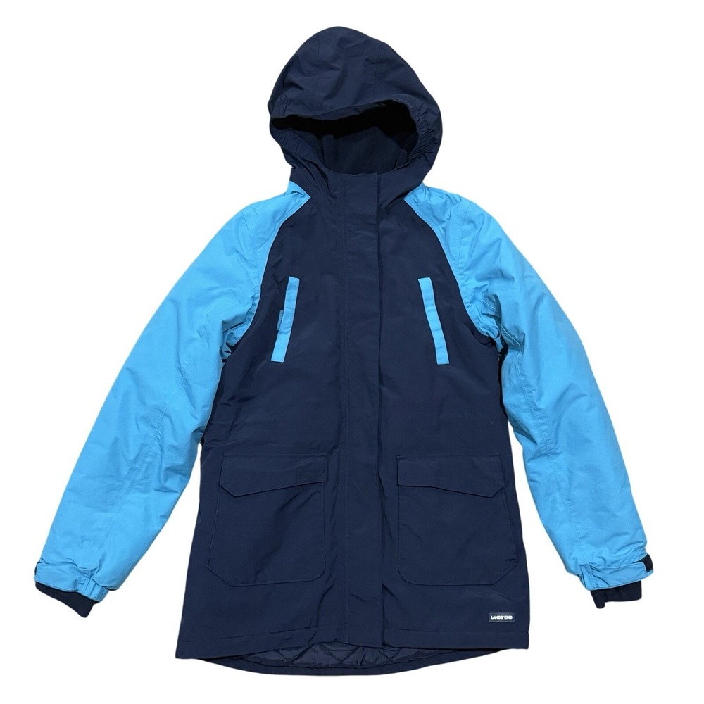 Land's End 3-In-1 Snow Winter Jacket Grow A Long Sz 16 XL Hood Blue